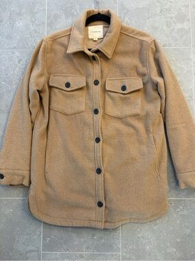 Button-Front Shacket in Camel